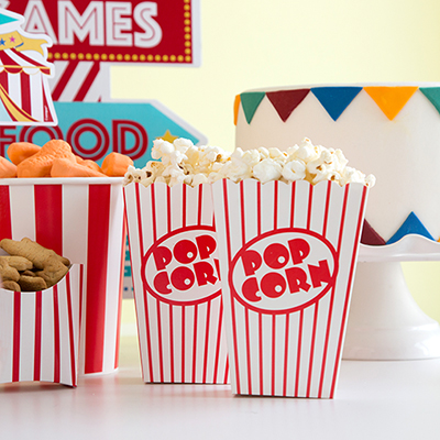 Circus Party Ideas - Popcorn Containers and Snack Containers